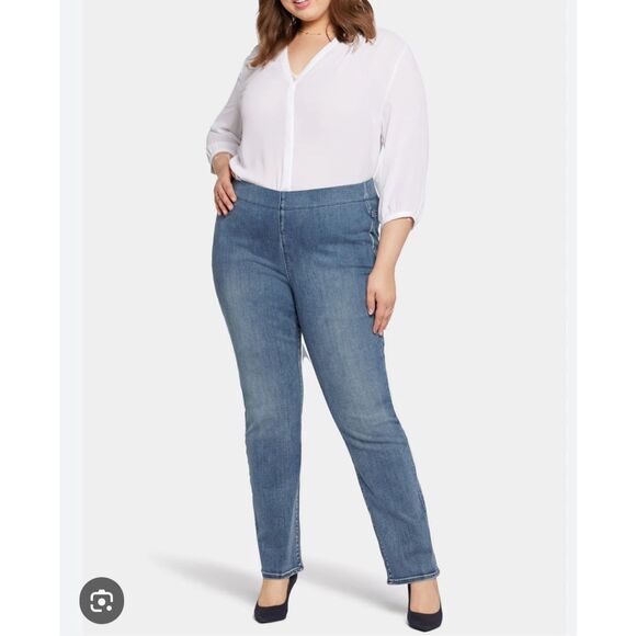 NYDJ Pull-on Straight Jeans In pristine Plus Size 16 - Picture 1 of 13